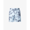 Erdem Lucas Straight-leg Floral-print Cotton-blend Twill Shorts In Blue Navy