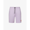 Hugo Logo-patch Relaxed-fit Cotton-jersey Shorts In Light/pastel Purple