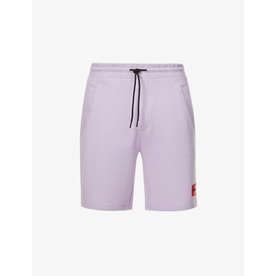 Hugo Logo-patch Relaxed-fit Cotton-jersey Shorts In Light/pastel Purple