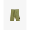 Stone Island Bermuda Logo-patch Cotton-jersey Shorts In Olive
