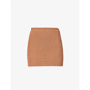 Hunza G High-rise Seersucker Stretch-woven Mini Skirt In Metallic Cocoa