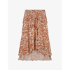 Maje Justy Paisley-print Cotton-voile Midi Skirt In Jaunes / Oranges