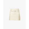 Saks Potts New York Crocodile-embossed Leather Mini Skirt In Vanilla Croco
