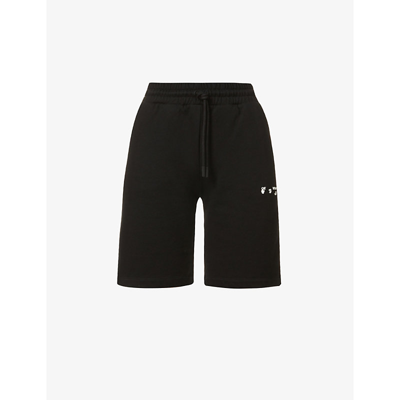 Off-white Swimming Mid-rise Cotton-jersey Shorts In Black
