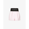 Alexander Wang Safari High-rise Cotton-blend Shorts In Light Pink