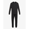 Eberjey Henry Long-sleeved Stretch-jersey Pyjama Set In Black