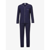 Eberjey William Contrast-piping Stretch-jersey Pyjama Set In True Navy/ivory