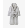 The White Company Ribbed Hooded Cotton-towelling Bathrobe In Pearl Grey