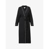 Eberjey Gisele Relaxed-fit Stretch-jersey Robe In Black/ivory