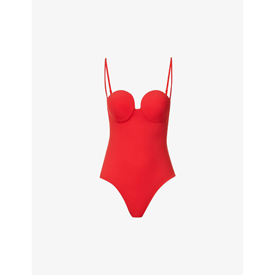 Magda Butrym Sweetheart-neck Swimsuit In Red