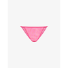 Saint Laurent Monogram-print High-rise Mesh Briefs In Fuchsia/rouge