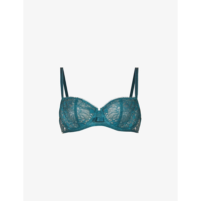 Chantelle Day To Night Half-cup Stretch-lace Bra In 016 Emerald Green