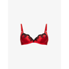 AGENT PROVOCATEUR MOLLY LACE-TRIM STRETCH-SILK PLUNGE BRA,53159701