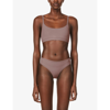 Skims Fits Everybody Scooped Stretch-woven Bra In Umber