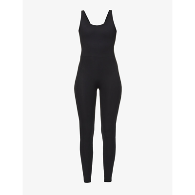 Girlfriend Collective Scoop-neck Stretch-recycled Polyester Unitard In Black