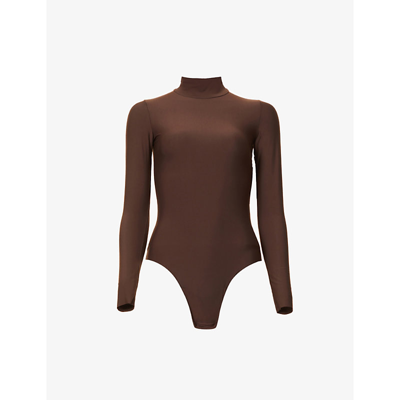 Commando Butter Turtleneck Stretch-jersey Bodysuit In Seal