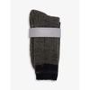 Peregrine Speckled-pattern Ribbed Wool-blend Socks In Navy