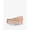 Maje Ariona Double Buckle High Waisted Reptile-embossed Leather Belt In Naturels