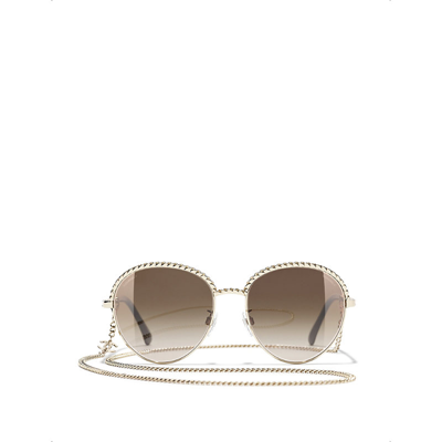 Pre-owned Chanel Pantos Sunglasses In Gold