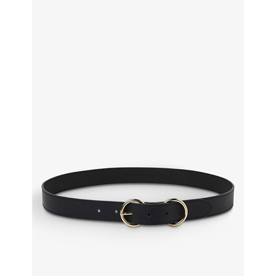 Whistles Womens Black Double-ring Leather Belt S
