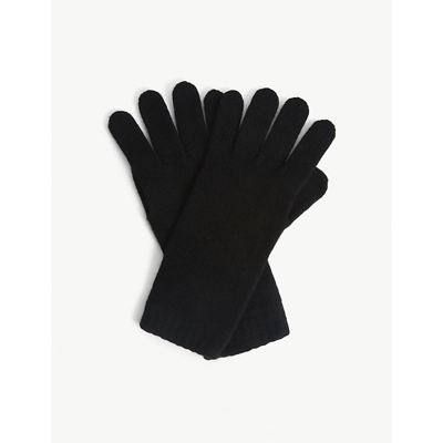 Johnstons Womens Black Joe Ribbed Cashmere Gloves