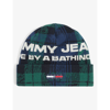 Aape X Tommy Jeans Logo-embroidered Cotton Beanie Hat In Navy Green