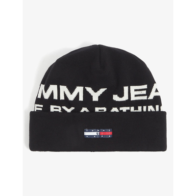 Aape X Tommy Jeans Logo-embroidered Cotton Beanie Hat In Black