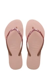 Havaianas Slim Metallic Ballet Rose/golden Blush In Ballet Rose/ Golden