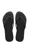 Havaianas Slim Glitter Ii Flip Flop In Black/ Dark Grey