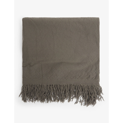 Rick Owens Frayed Cashmere Blanket Scarf In Dust