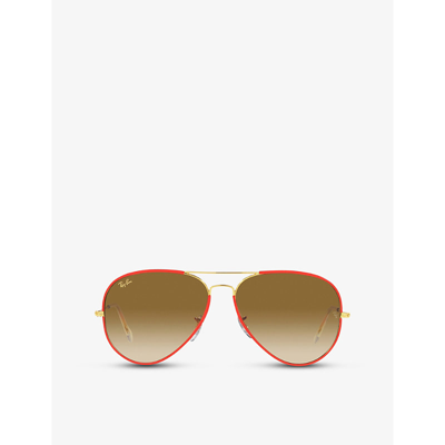 Ray Ban Aviator Full Color Legend Sunglasses Gold Frame Brown Lenses 62-14