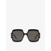 Dior Signature S1u 55mm Oversized Square Acetate Sunglasses In Black