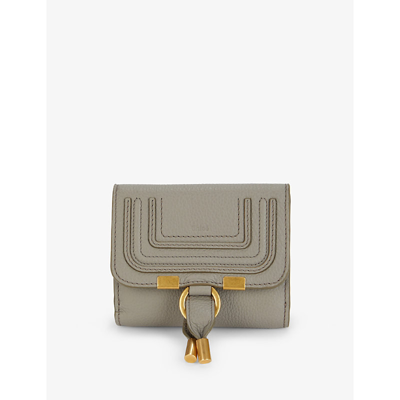 Chloé Marcie Leather Wallet In Cashmere Grey