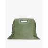 Maje Mini M Tassel-trimmed Suede Shoulder Bag In Verts