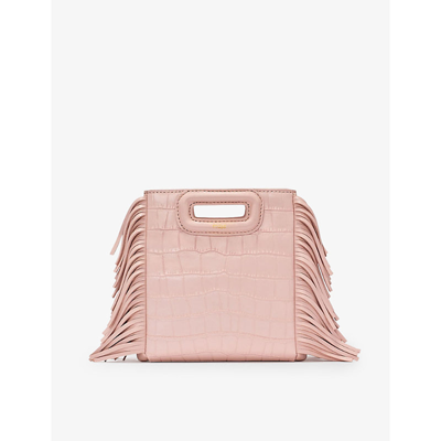 Maje Mini M Croc-embossed Leather Shoulder Bag In Roses
