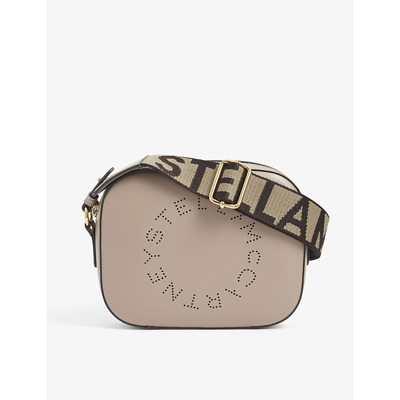 Stella Mccartney Logo Mini Vegan-leather Cross-body Bag In Beige