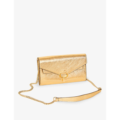 Sandro Yza Leather Cross-body Bag In Jaunes / Oranges