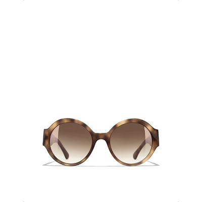Pre-owned Chanel Brown Round Sunglasses