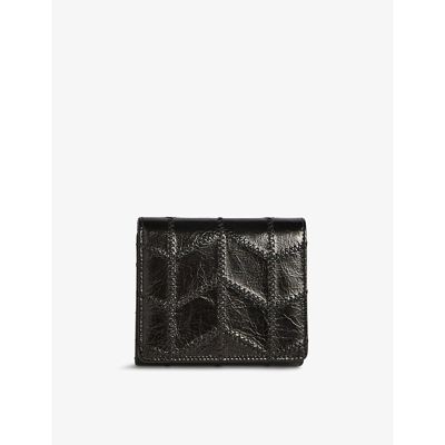Claudie Pierlot Azimut Quilted Waxed Leather Purse In Noir / Gris