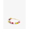 ANNI LU POOLSIDE TIPSY 18CT YELLOW GOLD-PLATED BRASS, FRESHWATER PEARL AND GLASS BEAD BRACELET