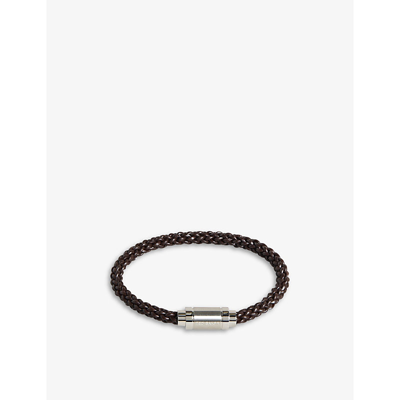 Ted Baker Duran Braided Leather Bracelet In Brn-choc