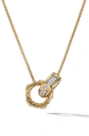 David Yurman Women's Modern Renaissance Double Pendant Necklace In 18k Yellow Gold With Full Pavé Diamonds In 18k Yellow Gold