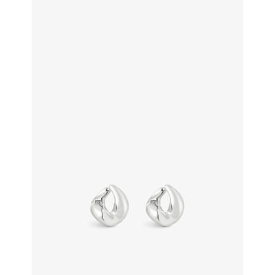 Astrid & Miyu Molten Rhodium-plated Brass Hoop Earrings In Silver