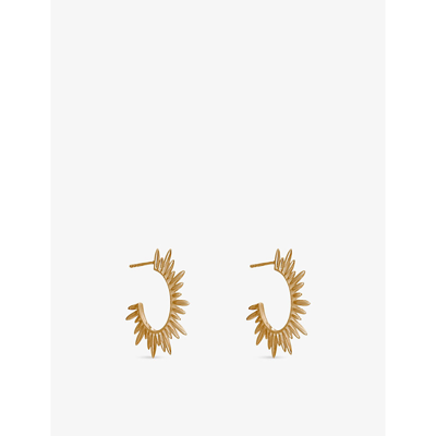 Rachel Jackson Midi Deco Sunray Medium 22ct Yellow Gold-plated Sterling-silver Hoop Earrings