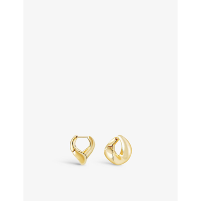 Astrid & Miyu Womens Gold Molten 18ct Yellow Gold-plated Brass Hoop Earrings