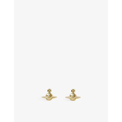 Vivienne Westwood Jewellery Solid Orb Brass Stud Earrings In Gold