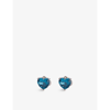 Kate Spade My Love Heart Metal And Cubic Zirconia Earrings In Blue