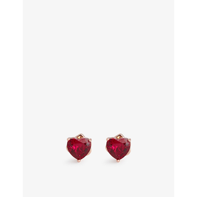 Kate Spade My Love Heart Metal And Cubic Zirconia Earrings In Red