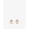 Kate Spade My Love Heart Metal And Cubic Zirconia Earrings In Pearl