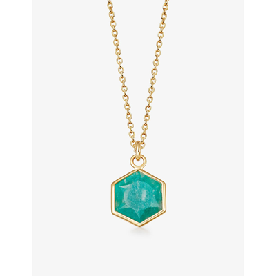 Astley Clarke Deco 18ct Yellow Gold-plated Vermeil Sterling-silver And Amazonite Pendant Necklace